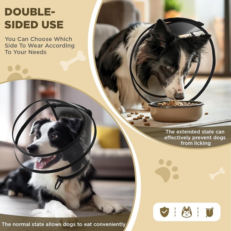 BONTHEE Dog Cone Collar for After Surgery,Transparent Dog Cones Alternative for Small Large Medium Size Dogs,Adjustable Depth Pet Recovery Collars,Elizabethan Collar for Dogs Stop Licking Wound(M) - Image 5